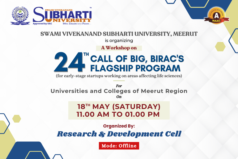 A Workshop on “24th Call of Big, BIRAC'S Flagship Program”