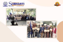 NSS volunteers took out a rally in Subharti on Veer Bal Diwas-2024