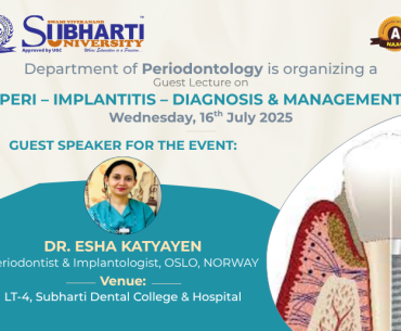 Guest Lecture on “Peri – Implantitis – Diagnosis & Management”