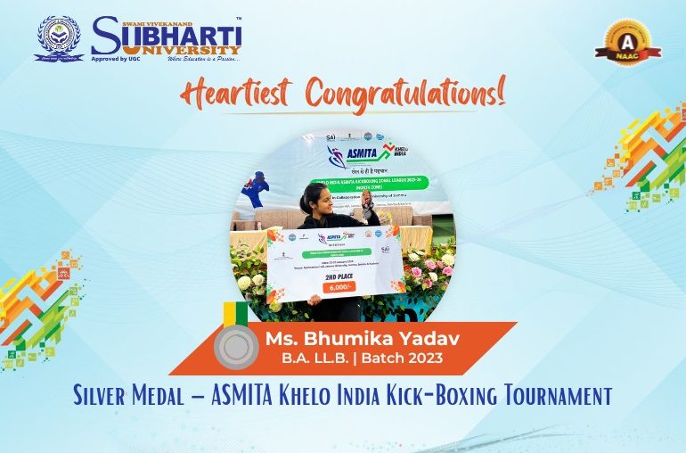 Ms. Bhumika Yadav Wins Silver Medal at ASMITA Khelo India Kick-Boxing Championship